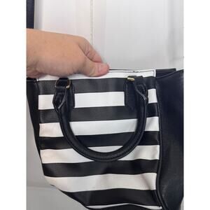 Small black with white stripes crossbody bag, Gothic, Dark Academia